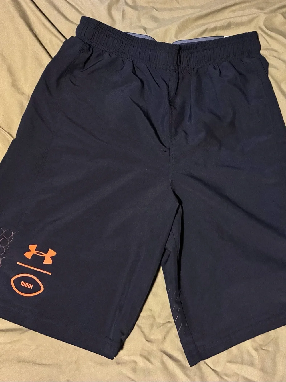 Under Armour Black Athletic Shorts with Orange Logo